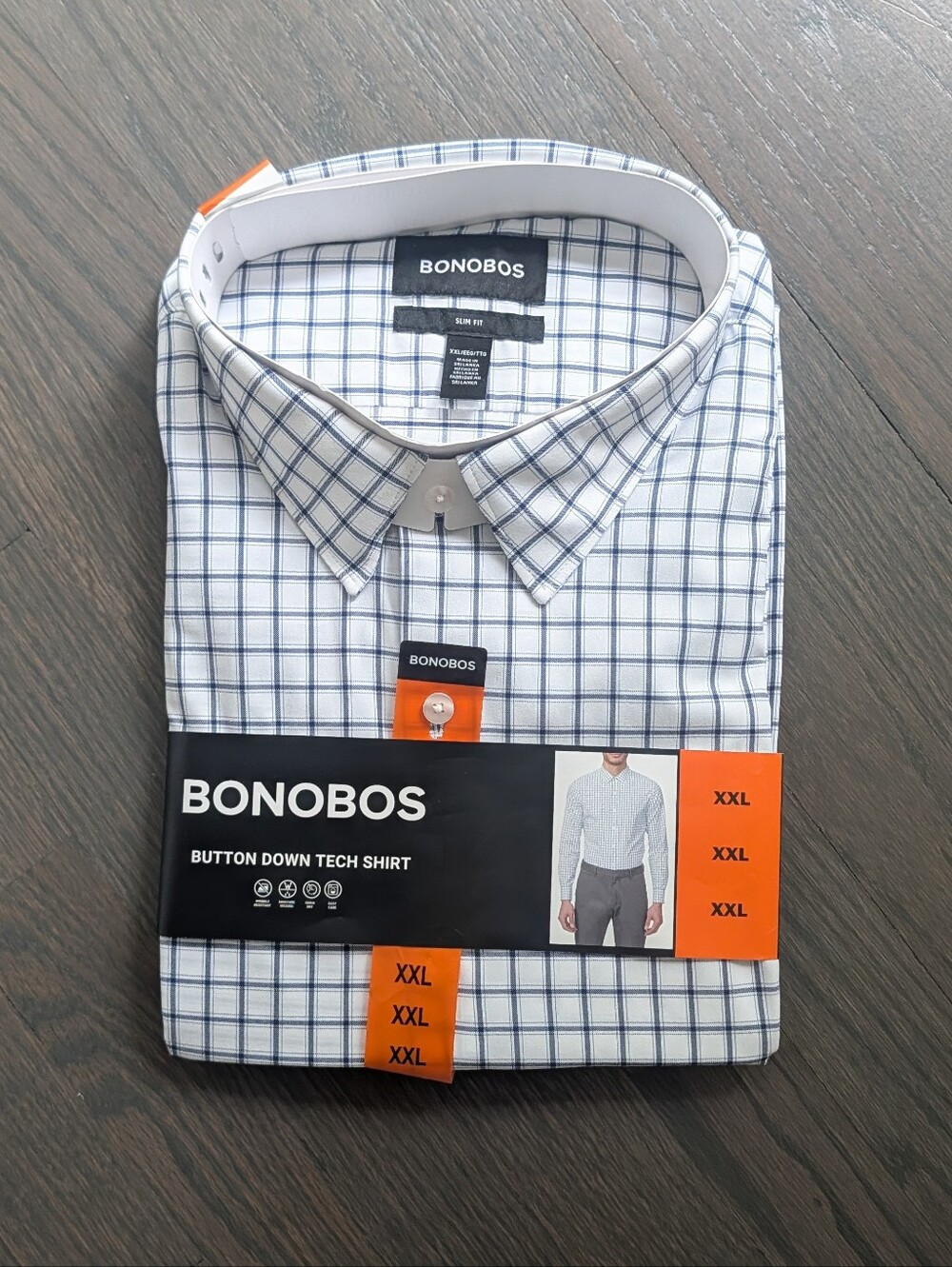 Bonobos Men's XXL Slim Fit Button Down Tech Shirt – NWT Blue Plaid